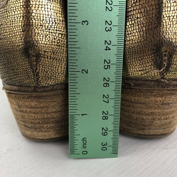 Coque Terra Women's SIze 40 Gold Metallic Zipper Detail Block Heel Ankle Booties - Picture 7 of 15